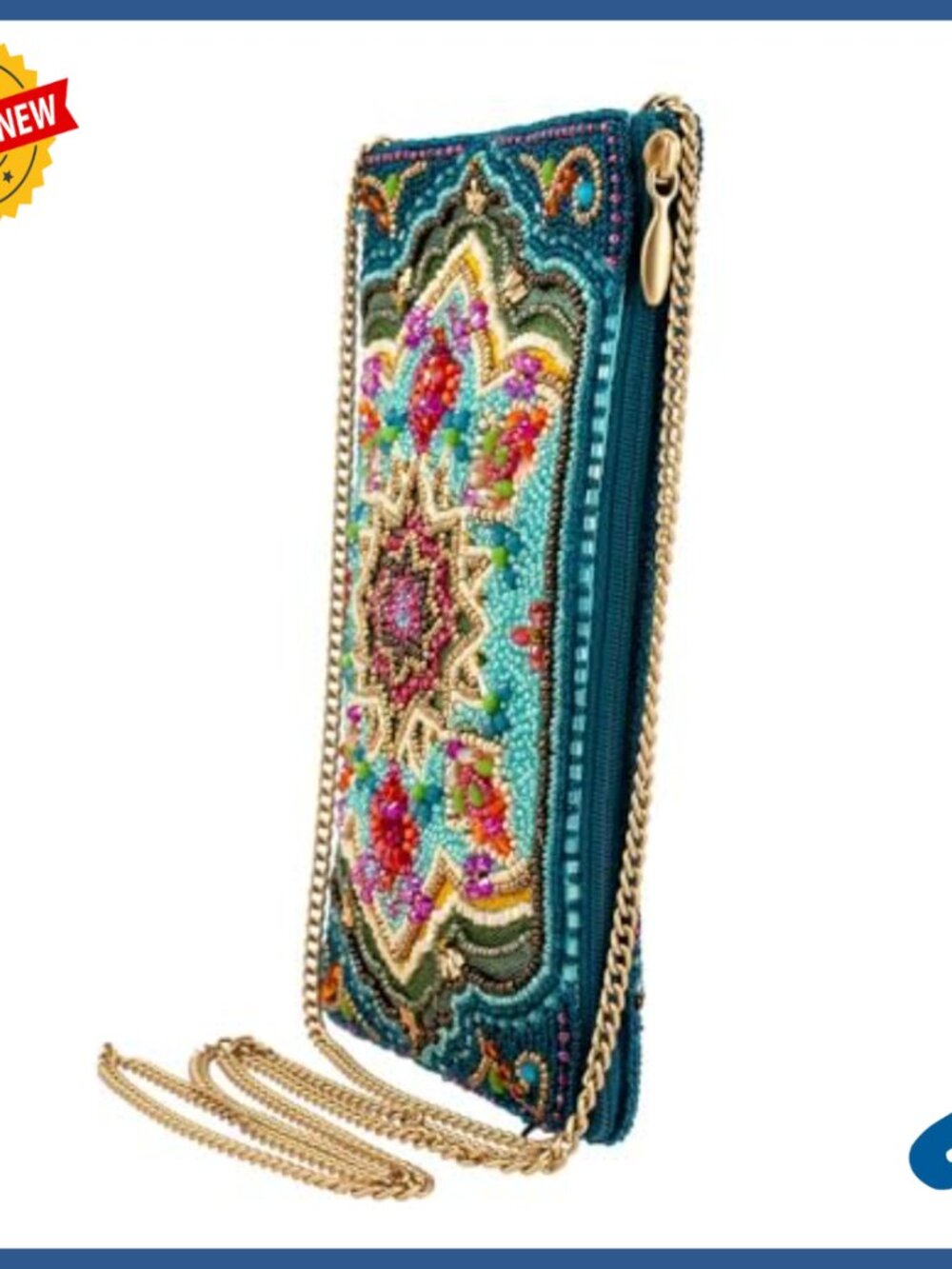 Beaded Crossbody Phone Bag Clutch with Adjustable Strap for Evening Wear - Picture 6 of 7